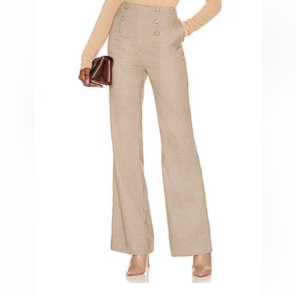 MAJORELLE Arlana Pant in Brown Check Size XS - Picture 2 of 12